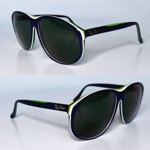New Vintage B&L Ray Ban Navy Blue & Green Arcadia G15 Sport Sunglasses